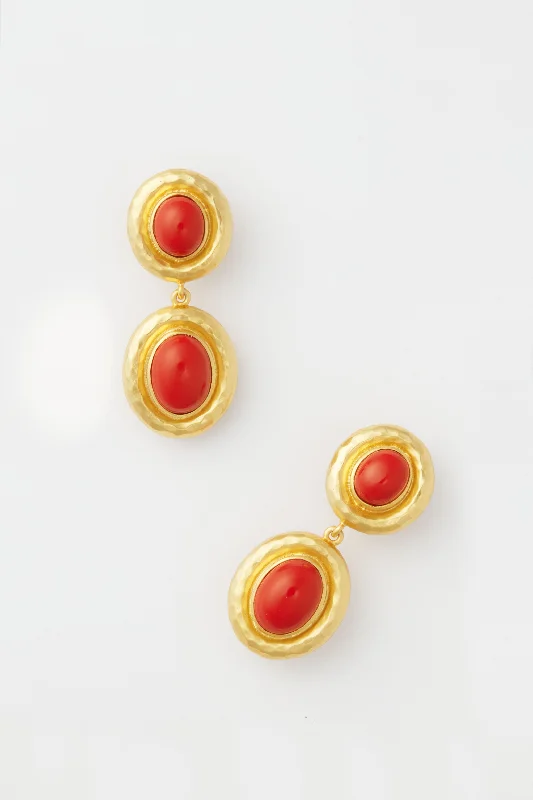 Large Drop Earrings for Statement -Red Coral Carla Earrings