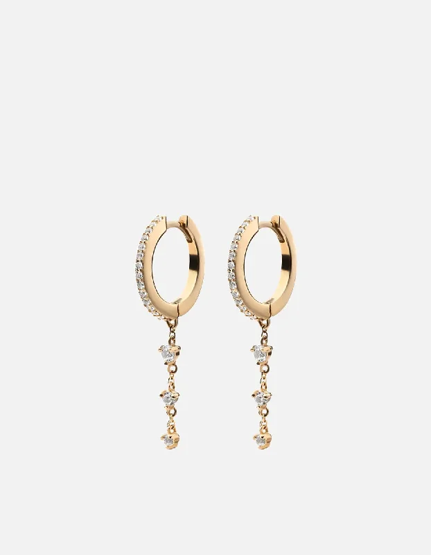 Drop Earrings with Keyhole Designs -Rhea Earrings, Gold Vermeil/Sapphire