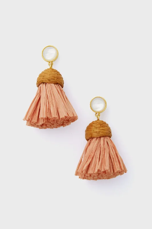 Drop Earrings with Etched Designs -Rose Raffia Earrings