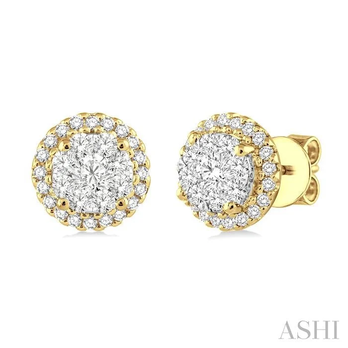 Drop Earrings for Fitness Activities -ROUND SHAPE HALO LOVEBRIGHT ESSENTIAL DIAMOND EARRINGS