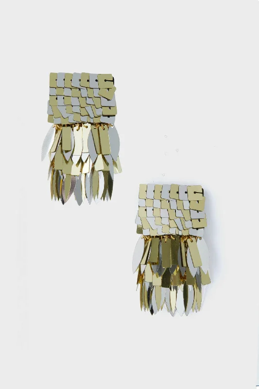 Floral Drop Earrings with Petals -Silver and Gold Olsen Fringe Earrings