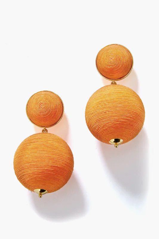 Drop Earrings for School Uniform -Tangerine Woven Lantern Earrings