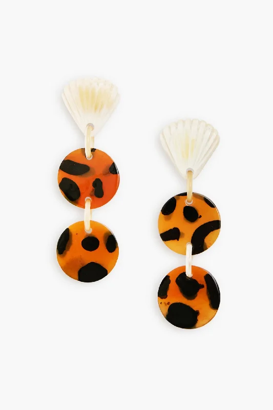 Drop Earrings for School Uniform -Tortoise Seashell Horn Earrings