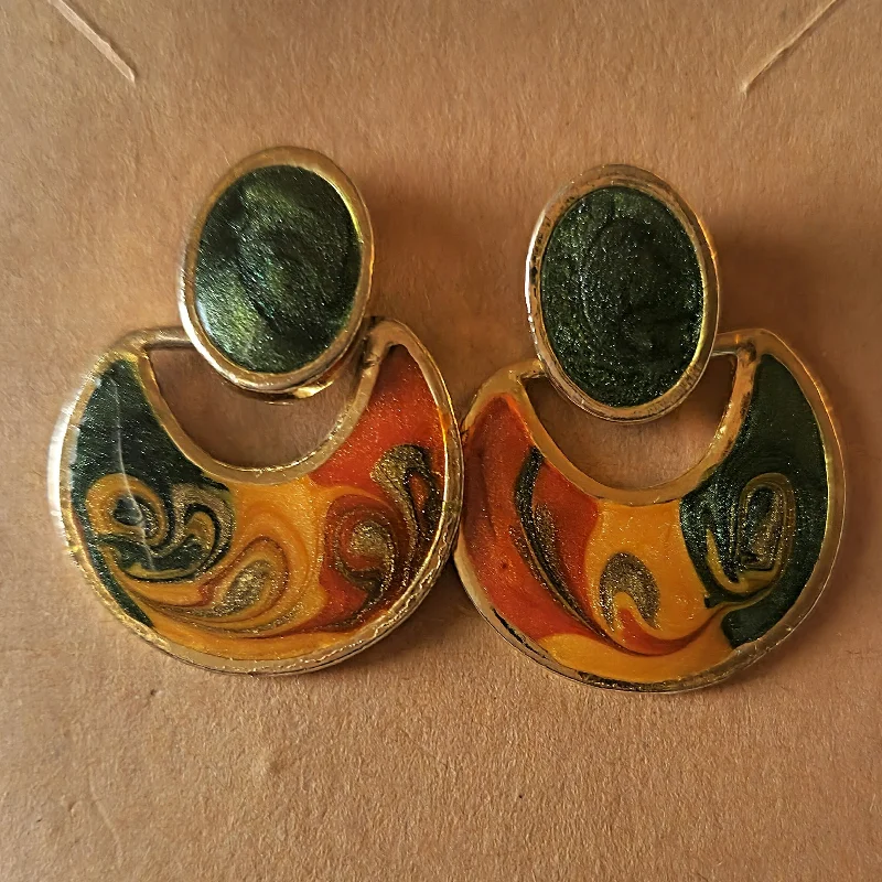 Gold Drop Earrings for Women -Vert Marble Earrings