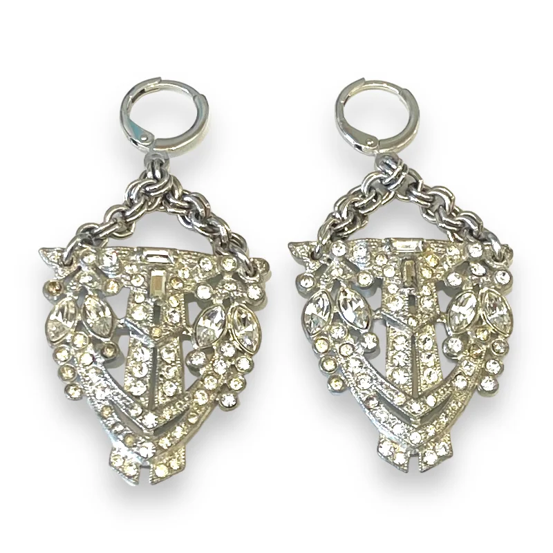 Drop Earrings with Floral Motifs -Vintage Rhinestone Buckle Earrings