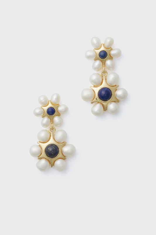 Drop Earrings for Shopping Trip -White and Blue Safi Earrings