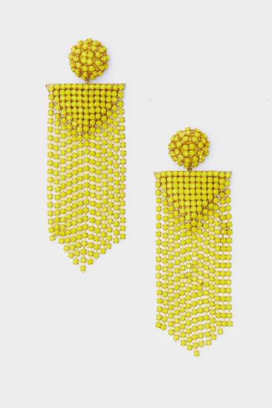 Drop Earrings with Wave Designs -Yellow Fanning Earrings